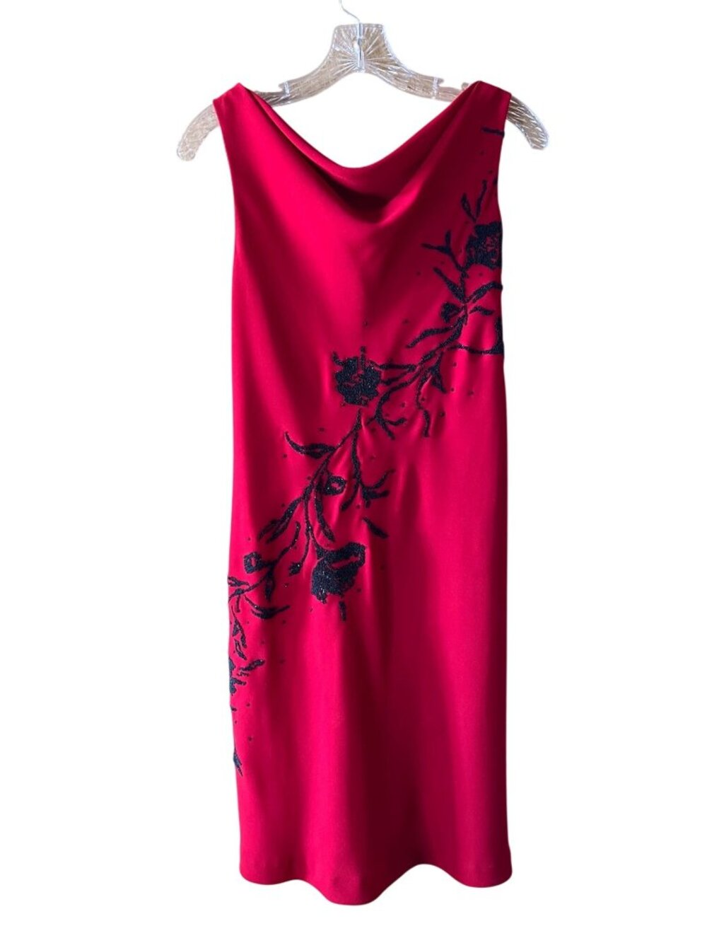 Coldwater Creek Red Beaded Cocktail Dress - Picture 1 of 5